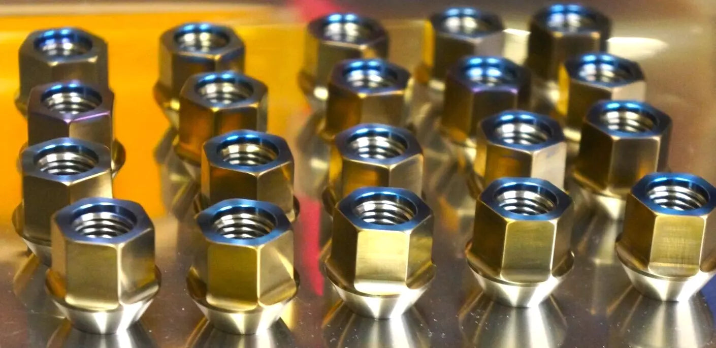 20x Titanium Lug Wheel Nut Set 12x1.5 17mm 60deg open