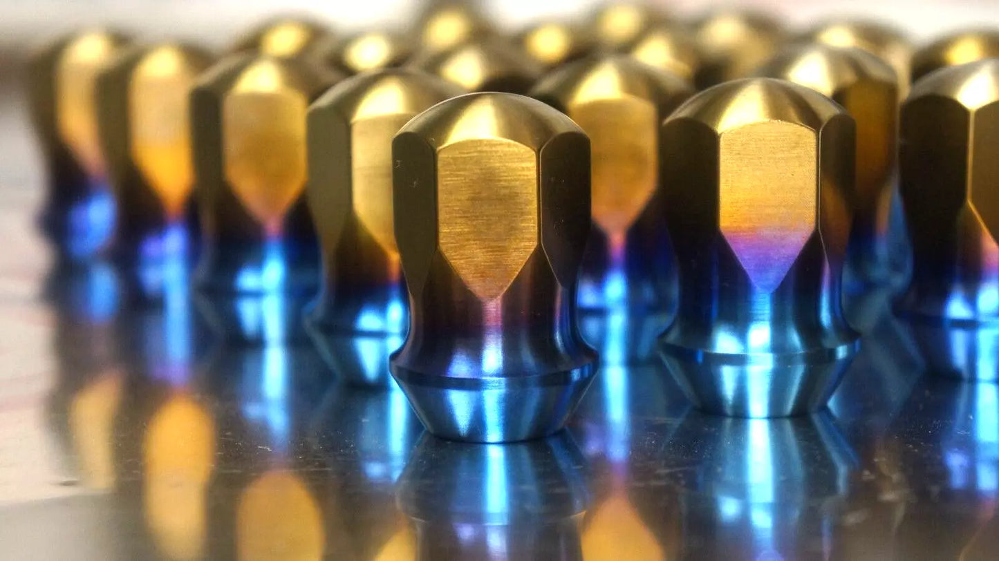 20x Blue Tip Titanium Wheel Lug Nut Set 14x1.5 19 60 Cone Closed End
