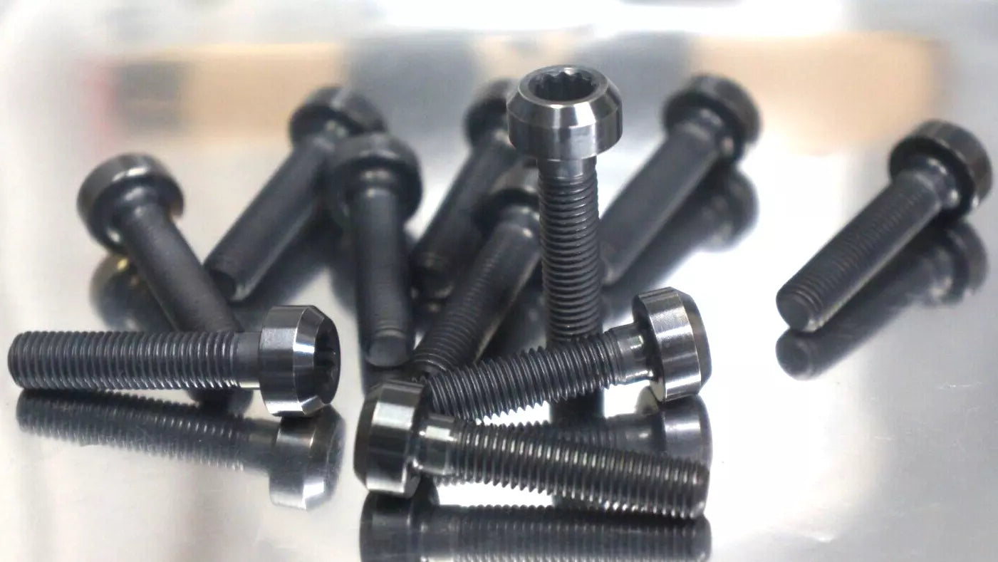 20x Black Titanium Split Rim BBS Wheel Bolts M7x1.0 24mm 12point Socket