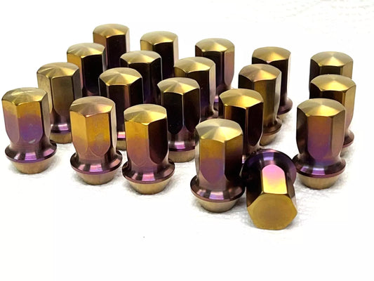 20x Gold Purple Closed End Titanium Lug Nut M12x1.5 HEX 17mm 60 Degree Seat