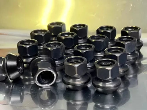 20x Black Titanium Lug Nut 12x1.5 Rotating Floating Seat 60deg HEX17