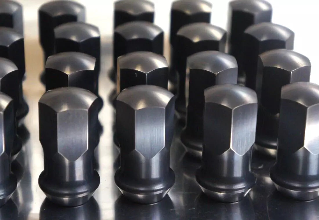 20x Black Titanium Lug Nut 14x1.5 Closed End 43mm 19mm 60deg Acorn