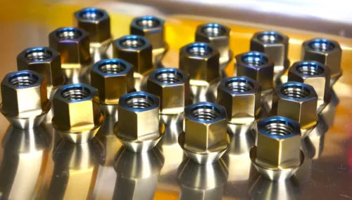20x Titanium Lug Wheel Nut Set 12x1.5 17mm 60deg open