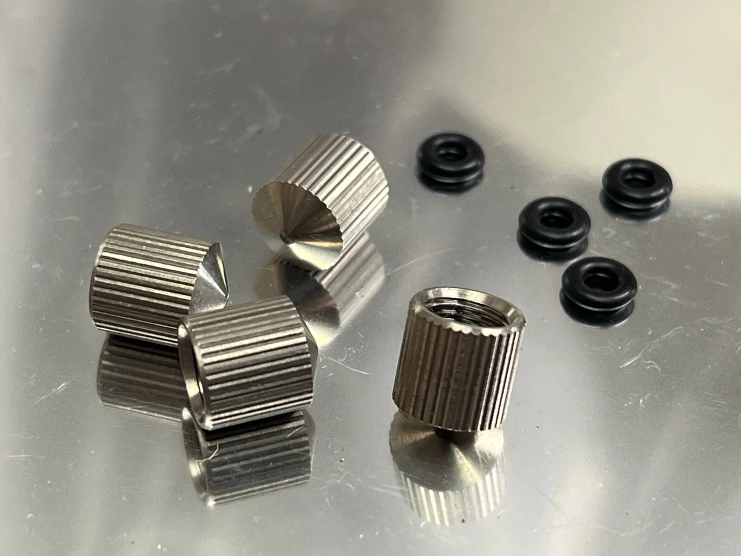 4 pcs Titanium Valve Stem Caps Set (Silver)