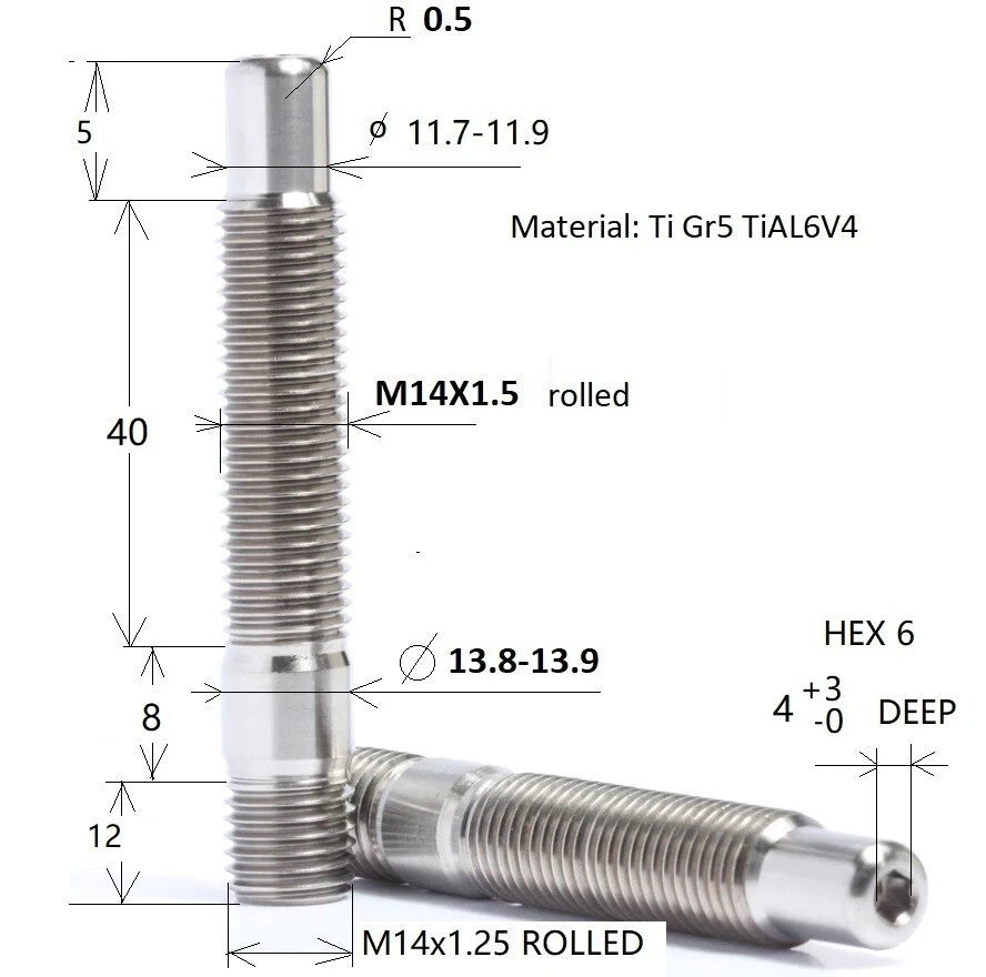 20 pcs Titanium Wheel Stud Conversion Kit M14x1.5 65mm
