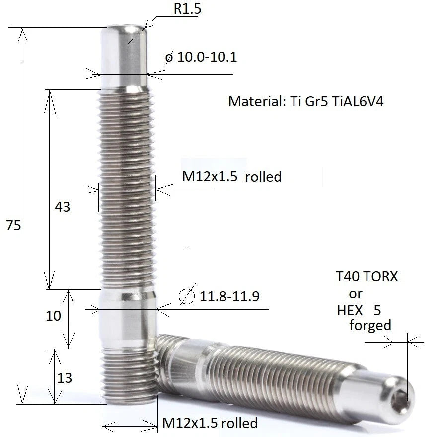 Titanium 75mm M12x1.5 Wheel Lug Stud Conversion Kit BMW 20pcs