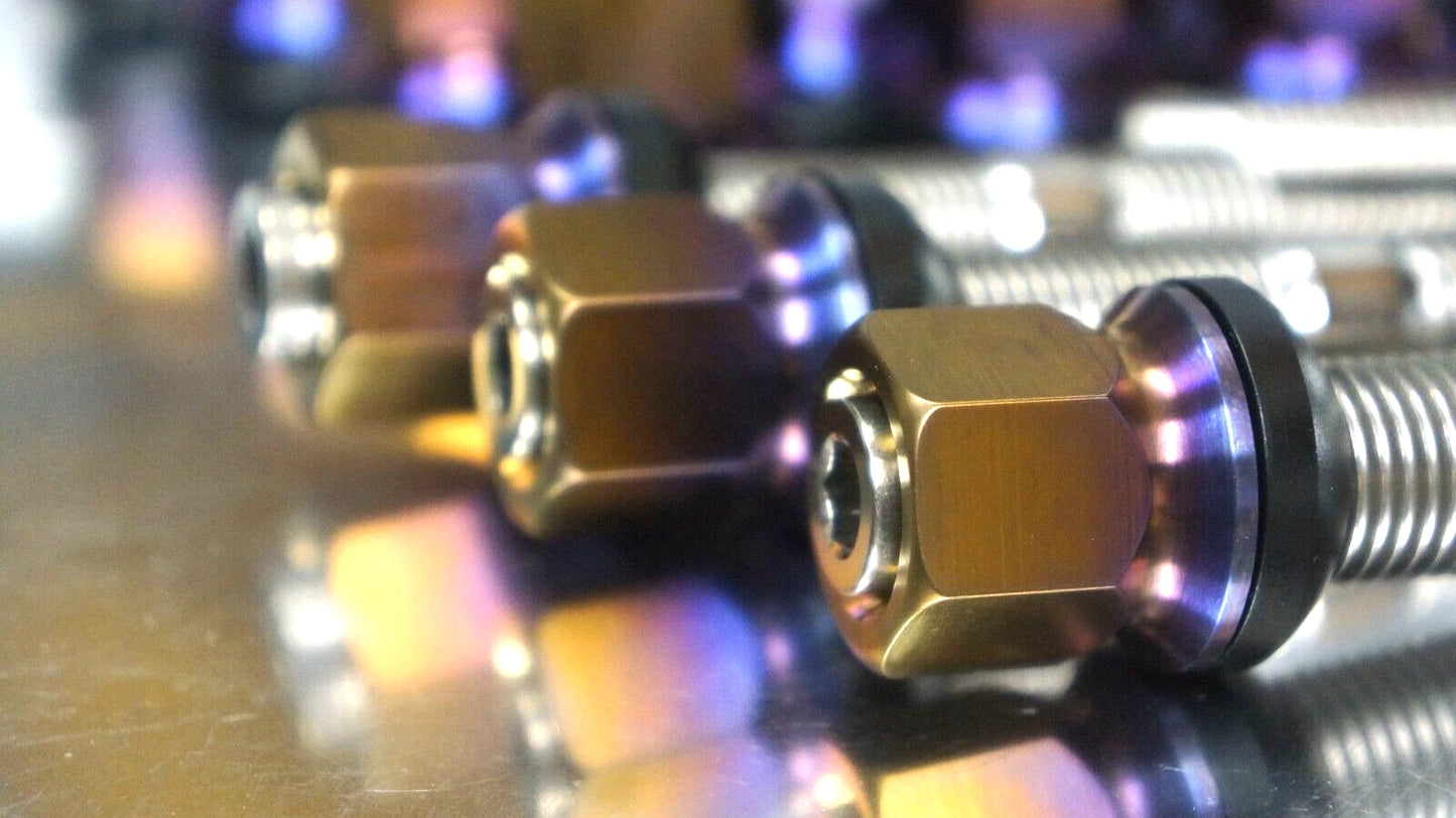 20x Titanium Lug Wheel Nut 14x1.5 Rotating Floating Open R13 Ball Set